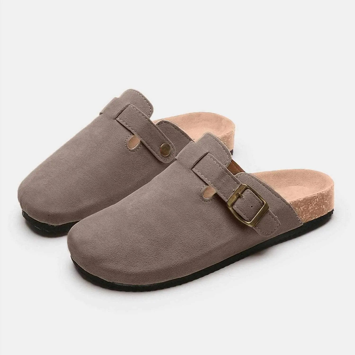 Chic suede closed-toe buckle sandals - Love Salve